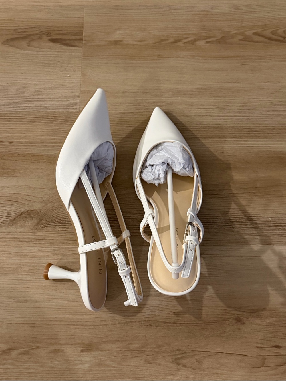 New Nine West White Pointed-Toe Slingback Heels - Size 6
